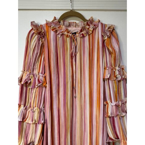 BCBG Max Azria Women's Mini Pleated Shift Dress Multi Color Size 2 NWT Wire Hem - Picture 4 of 15